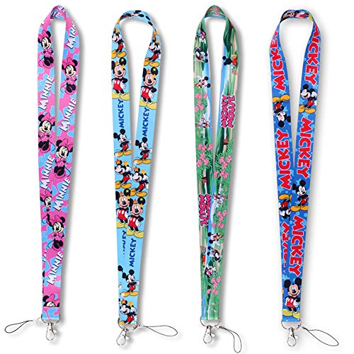 Ergonflow 4 Pack Cartoon Neck Lanyard Necklace Phone Straps Key Chain Neck Lanyard for ID Badge Holder Bags Accessories with Lobster Clasps