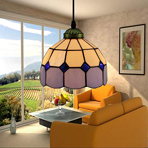 Mini plafonniers vintage retro art stained glass de 20 cm suspension lustre 1 lumière salon
