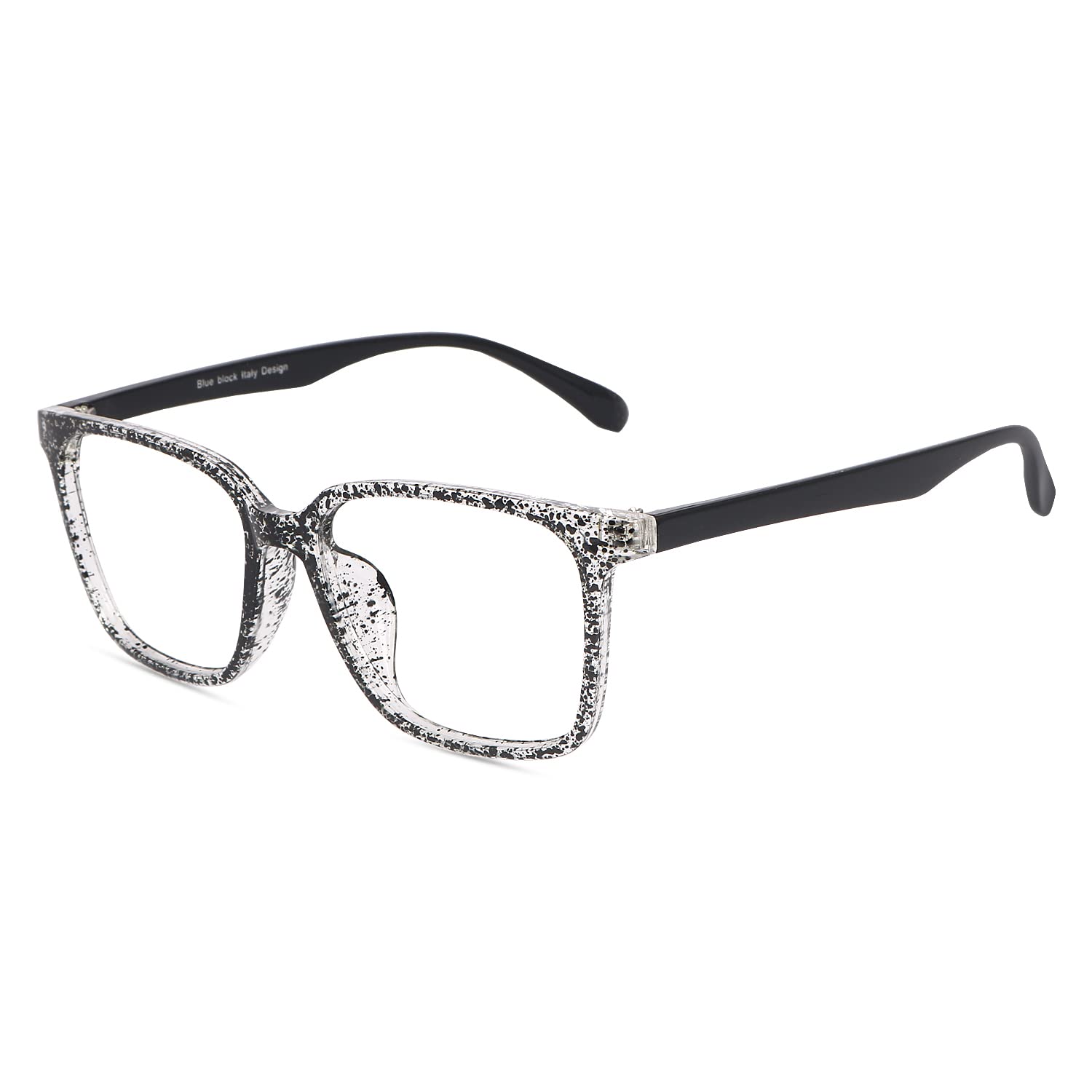 Dervin Blue Light Blocking Glasses Gaming Filter Transparent Square Eyeglasses for Eye Protection Men and Women, Computer/Tablet/Laptop/Mobile/TV, Anti-blue & Anti eyestrain (Black-Print) (B0BC4LWRY5) Amazon Price History, Amazon Price Tracker