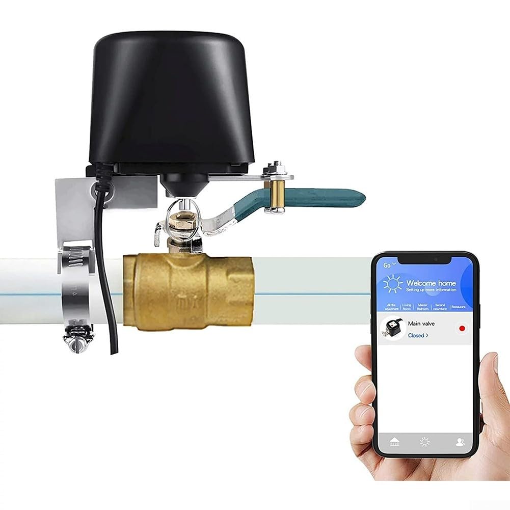 Valvola intelligente per acqua, valvola di intercettazione acqua con controllo vocale/WiFi, valvola intelligente wireless compatibile con -Alexa e -Google per cucina/giardino/fattoria, non è nece