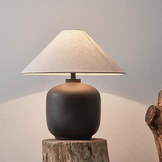 USMJQVZ USMJQVZ Black Rustic Farmhouse Table Lamps Southwestern Ceramic Bedside Desk Nightstand Lamp with Fabric Shade Decor for Living Room Bedroom House Home Office White