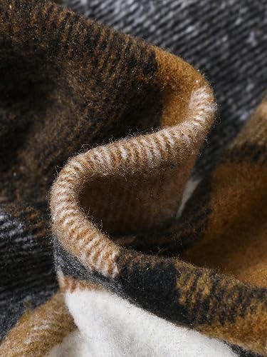 COZYEASE Boy's Plaid Print Button Down Hooded Coat Loose Midi Long Sleeve Outerwear Trendy Coat4