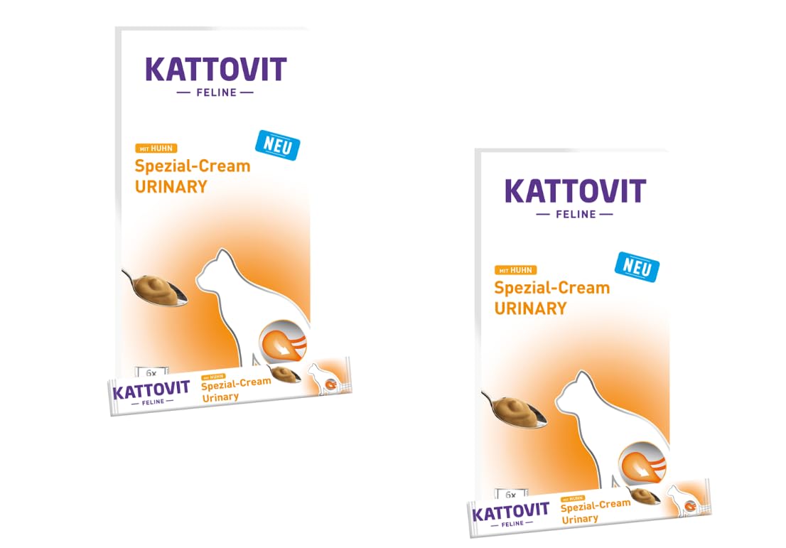 Kattovit Feline Urinary Spezial-Cream - Ergänzungsfuttermittel für Katzen mit Huhn - Doppelpack - 2 x 6 x 15 g…