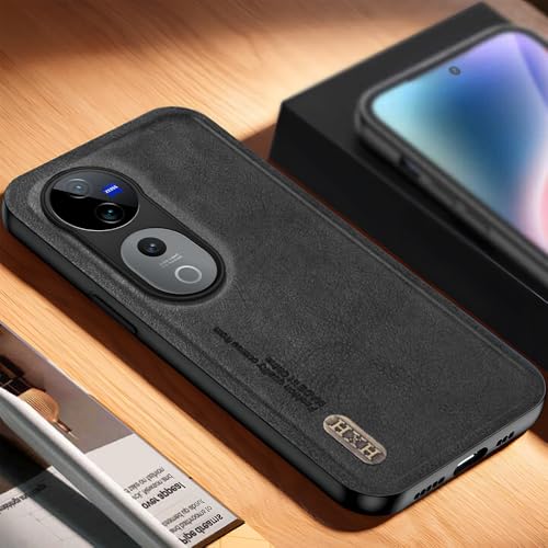 Image of Cover Compatible with Vivo V40 Pro 5G Skin Feel Shockproof Magnetic Phone PU Leather Case | Shockproof | Precision Fit & Secure Grip | Luxury Protective Back Cover (Black)