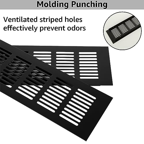 ZOFUN 6 Pcs Black Air Vent Covers, 300 x 80 mm Kitchen Plinth Vent