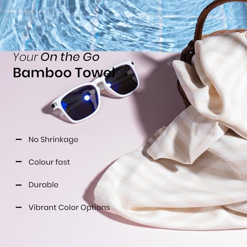 Image of Mush Grab & Go Bamboo Travel Towel | 100% Bamboo Bath Towel for Beach, Hiking & Gym Towel for Men Workout | Compact Towels with Travel Bag | 60x120 cms, 250GSM Quick Dry & Featherlight | Beige