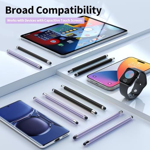 Image of 10 PCS Stylus,Stylus Pen for Touchscreen,Stylus 2-in-1 High Sensitivity & Precision Suitable for Touch Screens of iPhone /ipad /Android Tablets(10 Stylus Pen Purple /Black + 20 Tips)