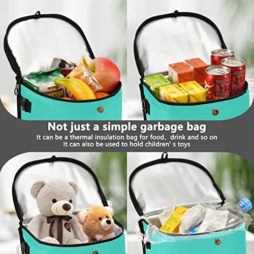 Image of Wudan Small Car Trash Can Teal Accessories for Garbage Storage Organizer with Lid Turquoise Waterproof Portable Auto and Truck Interior Seat Bin