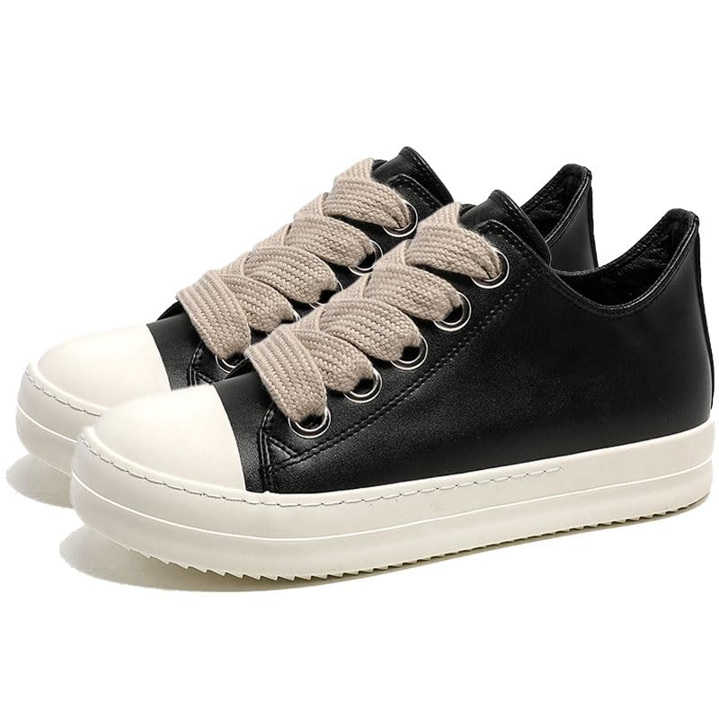 Fashion Low Top Sneakers for Men Thick Shoe Jumbo Lace Up Comfort Walking Shoes