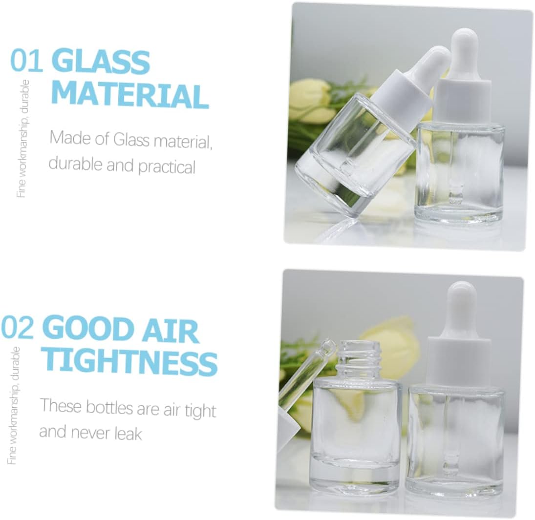 20Pcs Clear Glass Dropper Bottles Leakproof Essential Oil Containers for Travel DIY Aromatherapy Perfume and Includes Caps and Glass Droppers