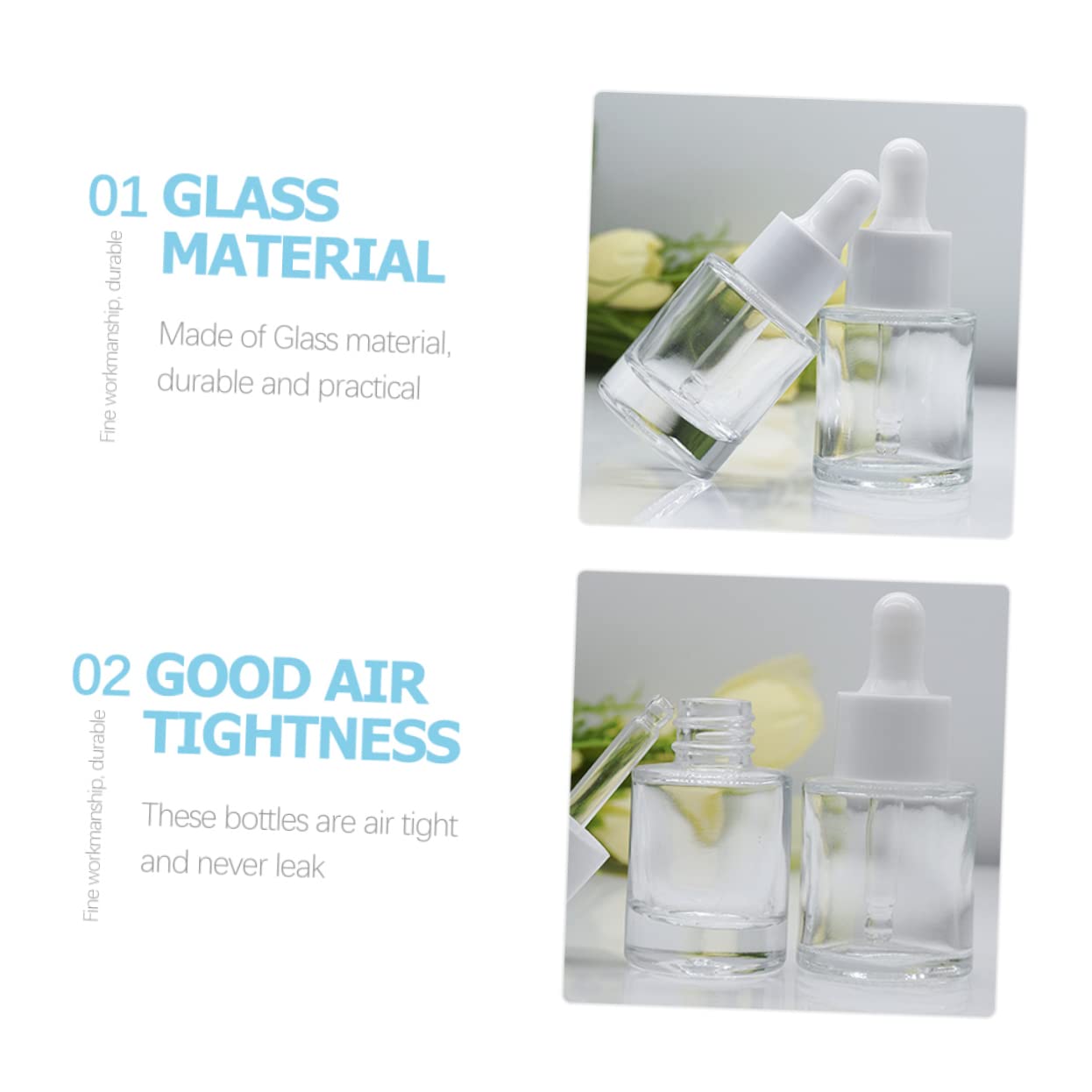 20pcs Essential Oil Glass Bottles Dropper Dropper Bottles Portable for Aromatherapy