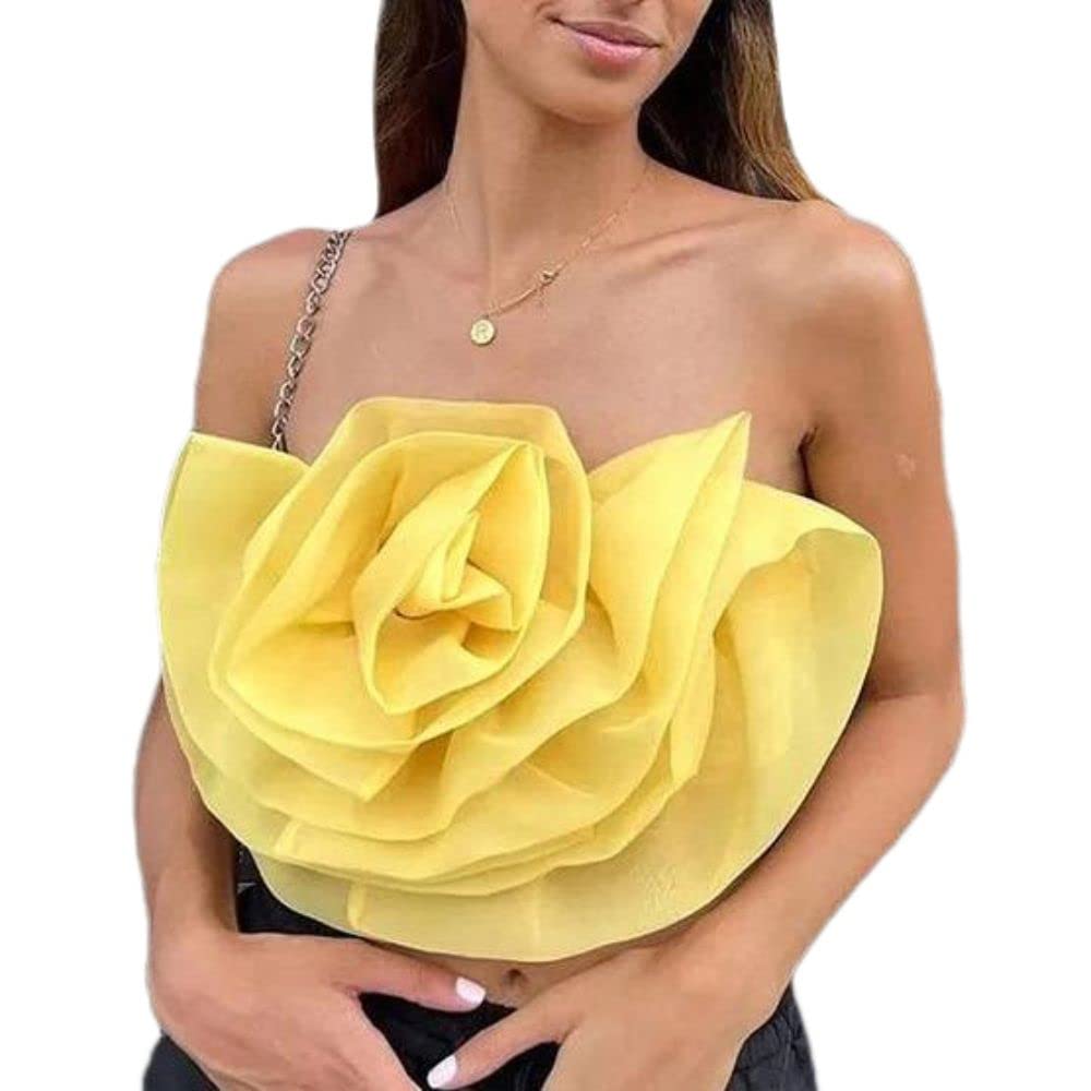 QDCFYShow Chest Open Back Color Simple Flower Neck Strap Art Fantasy Spicy Girl BM Flowers