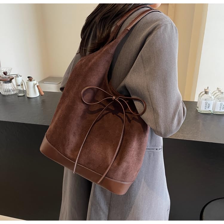Suede Bag for Women Suede Slouchy Bag Hobo Handbag Retro Shoulder Bag Slouchy Purse for Work Shopping Work2