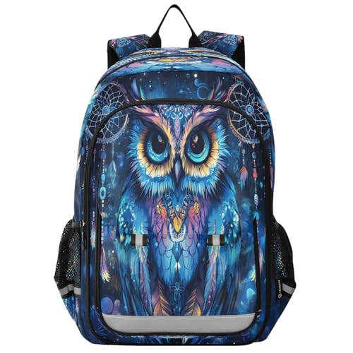 Sac à dos ordinateur portable enfants chouette attrape-rêves bleu pour l'école