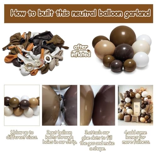 Image of Brown Nude Balloon Arch Kit Double Stuffed Neutral Blush White Sand Balloon Garland Latex Coffee Tan Cream Balloons for Baby Shower Birthday Boho Woodland Wild Bridal Bear Wedding Party Decor