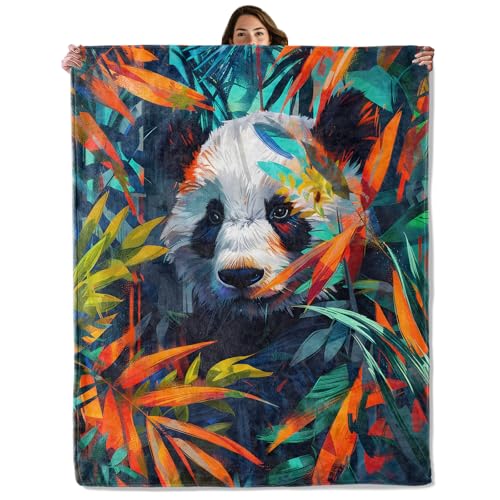 Jungle Panda Throw Blanket for Boys Girls Kids Adults Women, Fuzzy Warm Soft Cozy Flannel Blankets Gifts for Bedroom, Couch, Travel, Home Decor 40x50 in