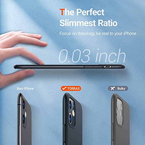 Torras Slim Fit Iphone 11 Case 6.1 Inch, Hard Plastic Pc Ultra-Thin Phone Cover Case With Matte Finish Coating Grip For Iphone 11 Phone Case, Space Black #TOP1