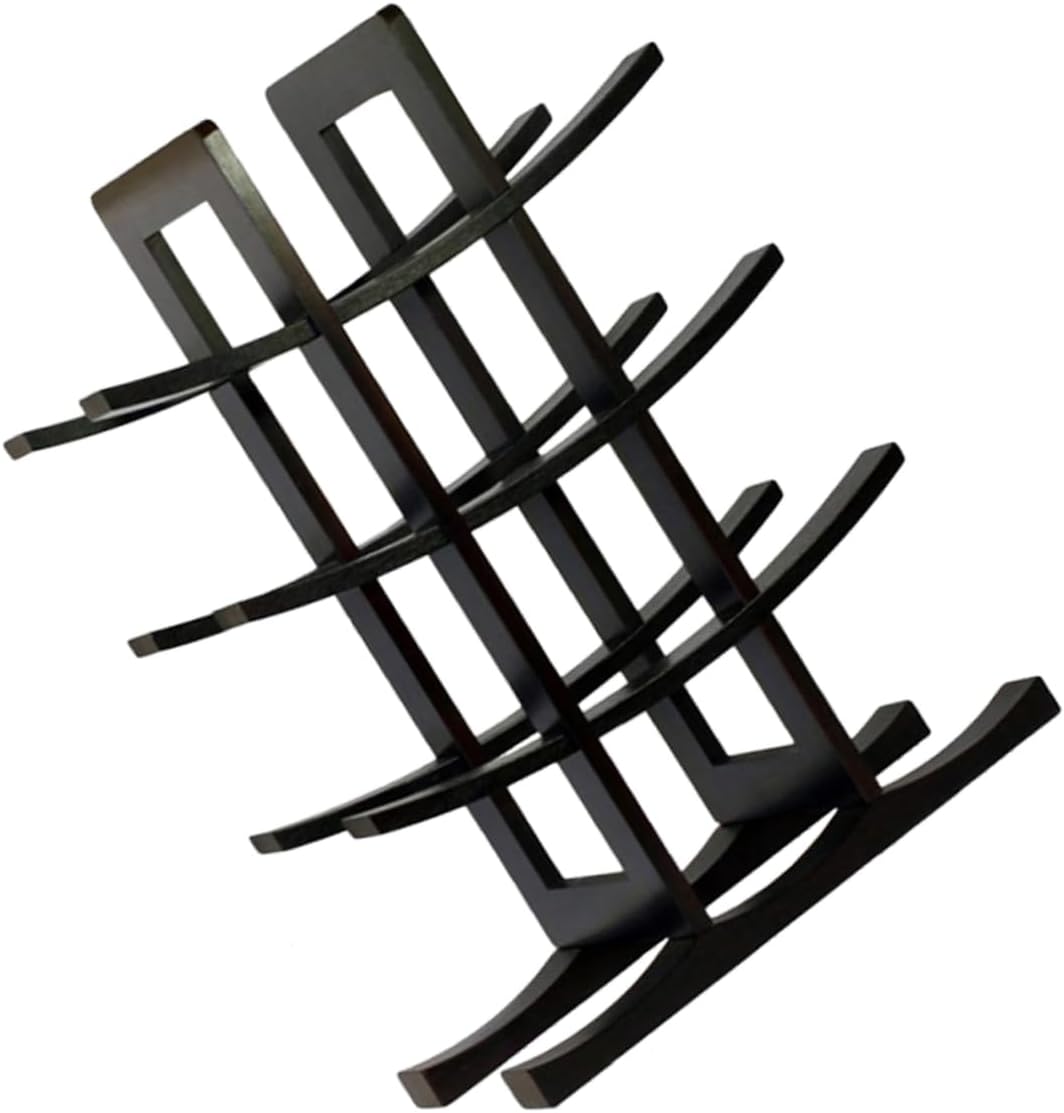 Wooden Wine Rack Stand Elegant Bamboo Red Wine Holder for Home Bar Kitchen and Restaurant Black