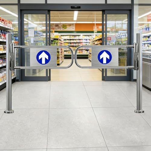 Automatic Swing Gate for Market Entrance, Two-Way Pedestrian Door, Stainless Steel 180° Safety Swing Gate (75x100cm) - Durable, Secure, Ideal for High Traffic Areas
