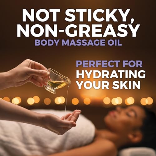 Image of Viva Naturals Organic Massage Oil, Lavender Scented, 8 fl oz (237 mL) - Non-Greasy, Certified Organic Massage Therapy Oils