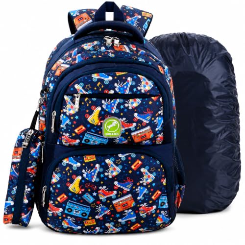 Image of Chris & Kate Premium 32 L Multi-Print School Bag for Boys Girls and Kids Spacious Interiors Casual Backpack Perfect for School, College, Everyday Use Includes Free Stationery Pouch and Rain Dust Cover