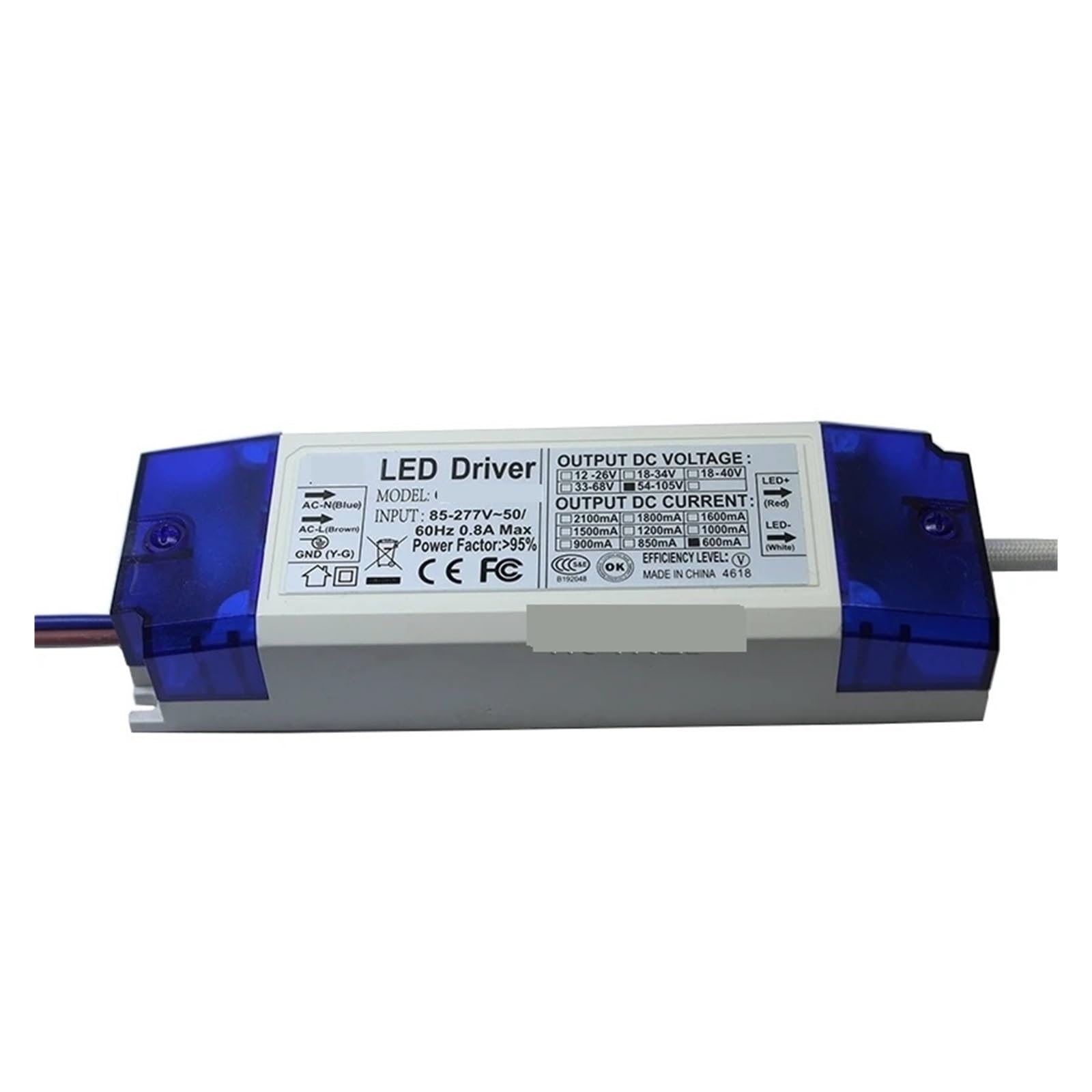 Sterownik LED 40 W, 50 W, 60 W, 600 mA, transformator oświetlenia stałego 18-30 x 3 W DC54-105 V do zasilania projektora