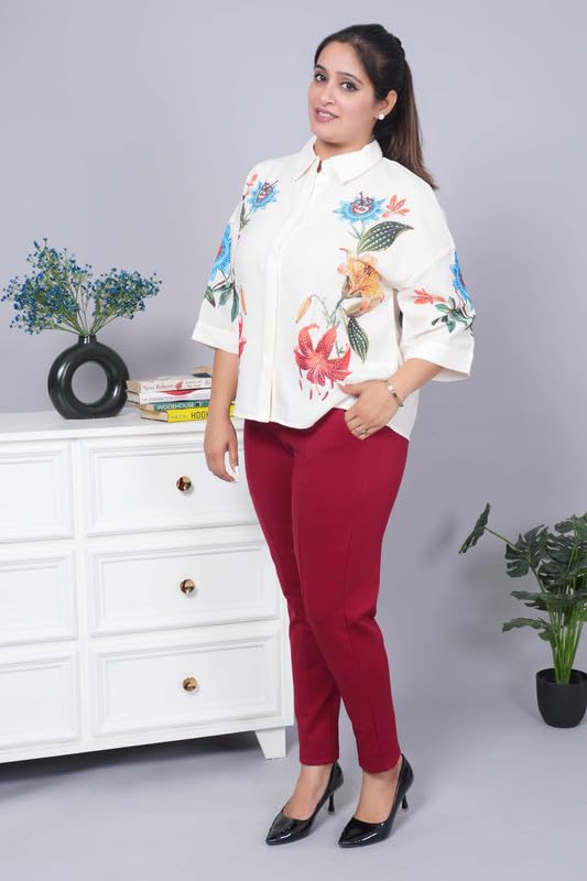 Image of Mlada Women's Solid Cotton Lycra High Waist Ankle Length Tummy Tucker Jeggings Trouser with 2 Side Pockets | Office Wear Summer Pants | Regular Fit, Stretchable, Comfortable & Stylish Everyday Bottoms