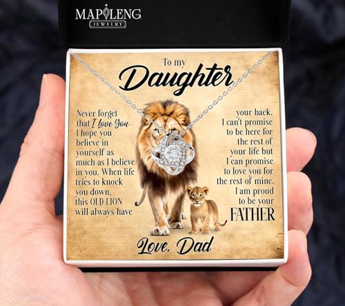 To My Daughter Necklace From Dad With Heartfelt Message & Elegant Box, Valentines Day Gifts For Daughter From Father, Jewelry Gift From Daddy On Birthday, Graduation & More4