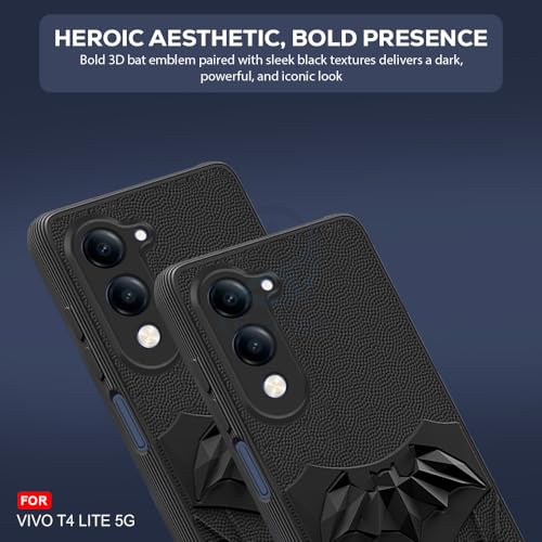 Image of AESTMO Back Cover for Vivo T4 Lite 5G / iQOO Z10 Lite 5G / Y04 4G / Y19 5G | Stylish | Soft Silicone | Shockproof | Camera Lens Protection Back Cover (Black)