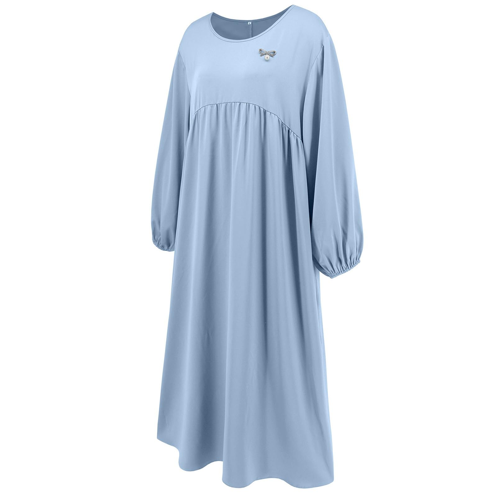 Robe Ample à Manches Longues et col Rond pour Femmes, Nouveau Style Musulman, Robe Ample à la Mode et élégante Body Femmes avec Robe De Soirée