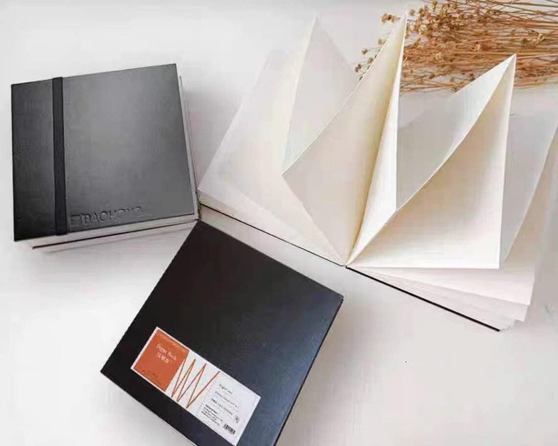 BAOHONG Watercolor Book Organ Design Foldable Academic Painting Book, Cold Press, 140 lb/300 GSM, 100% Cotton, 30 Pages, 6.7” * 6.7”