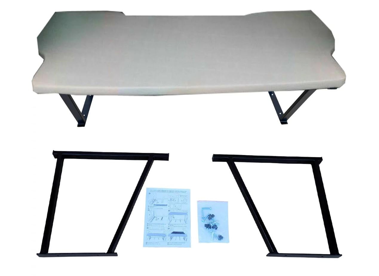 Bremer SITZBEZÜGE - Tavola Multifunzione, Estensione per Letto per Camper, Multivan, Campeggio, Materasso per Dormire, Altezza 51 cm, con Pannello di Colore Grigio