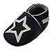 Mejale - patucos con suela blanda, de piel, para aprender a andar, gatear, para niños pequeños, zapatos para andar por casa, con diseño de estrellas, color, talla 18-24 mois