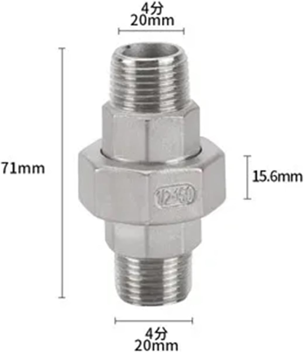 Stainless Steel 304 BSPT 1/4 3/8 1/2 3/4 1 2-4 Male To Female Threaded Union Cast Live Connection Pipe Fitting(DN15-02)