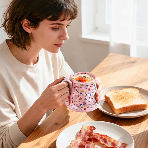 Set de 2 mugs grandes de cerámica 20 oz con diseño floral miniatura 7