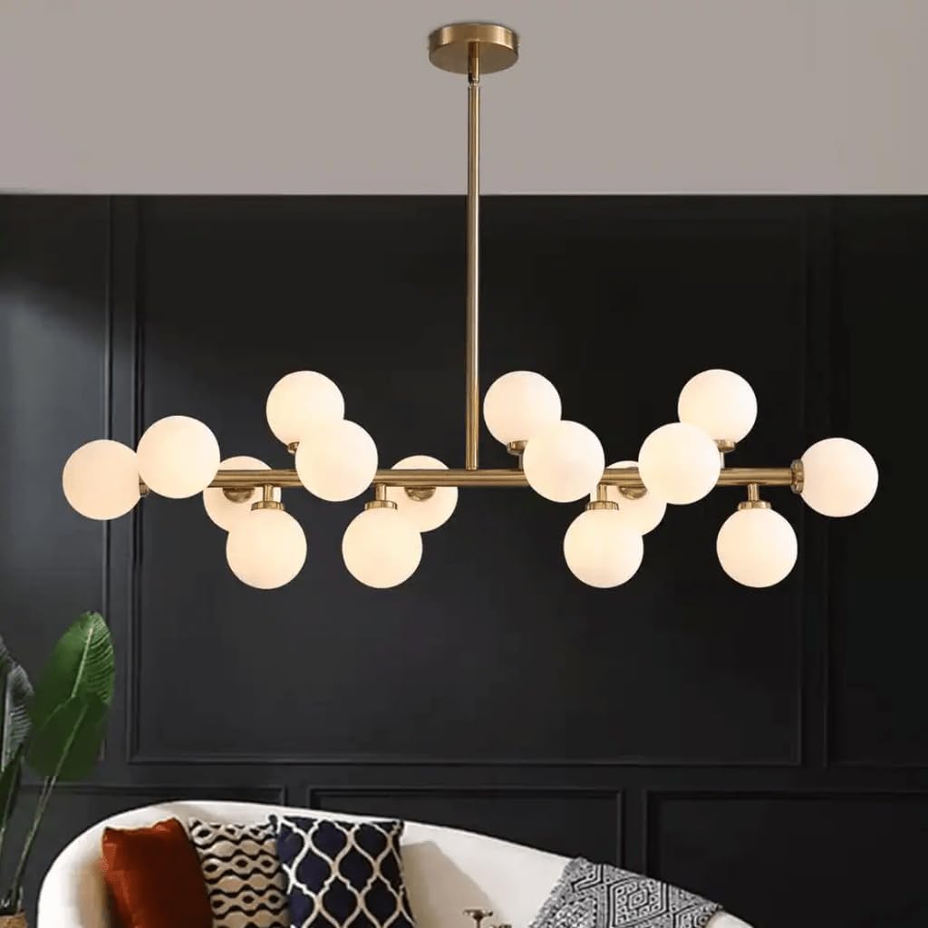 HDC Bellus Catuli Modern 16 Light Glass Chandelier for Dining Table | Frosted Glass Decorative Ceiling Chandelier Light for Living Room, Kitchen Island, Hotel & Cafe-image-29