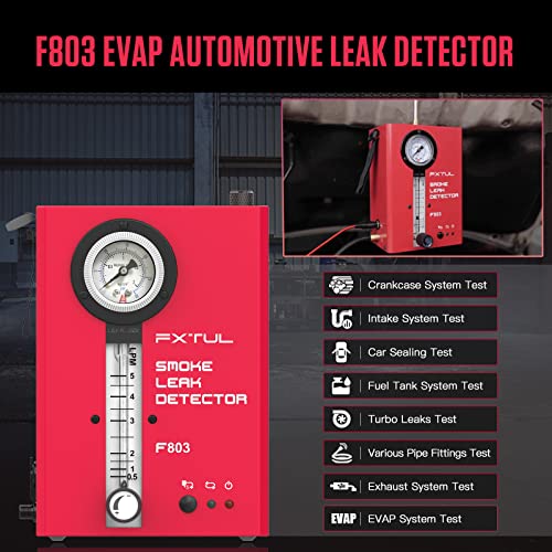 Fxtul Automotive Smoke Machine Leak Detector, Fuel Pipe System Leakage Tester With Dual-Modes 12V Evap Leak Down Tester With Flow Meter & Pressure Gauge For All Vehicles #TOP1