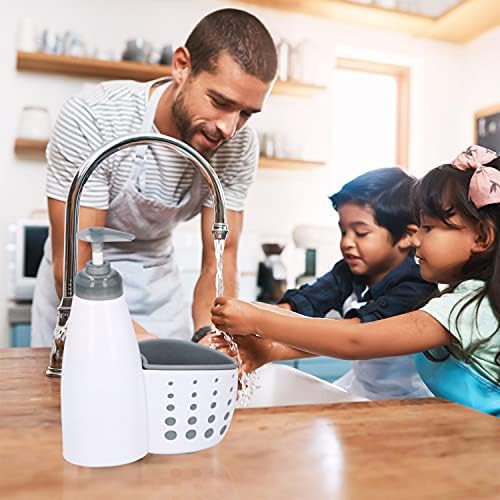 Invero Soap Dispenser Pump with Sponge Caddy Organiser Holder for Kitchens, Bathrooms and Utility Rooms - Keeps Sinks Tidy