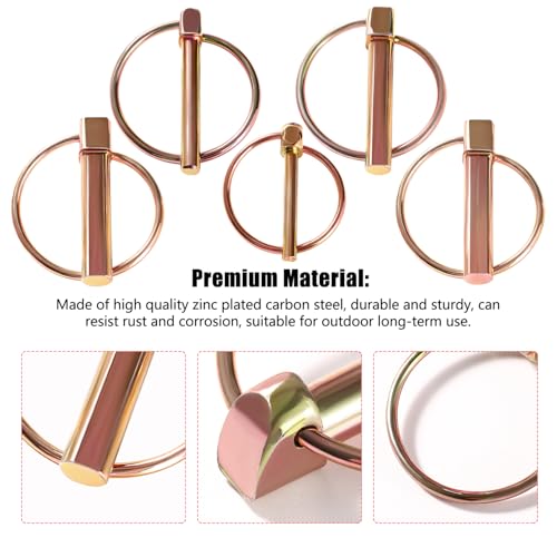 YIXISI 5 PCS 4.5 / 6 / 8 / 10 / 11 mm Lynch Pin Assortment Kit, Round Shape Lynch Retaining Pins - Image 3