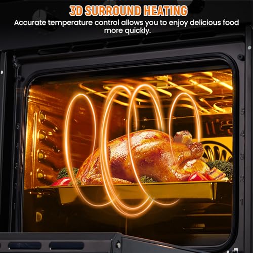 Image of 24 Inch Built-in Electric Single Wall Oven, 2.5 Cu.ft Stainless Steel Convection Oven with 8 Cooking Functions, Mechanical Knob Control, 500℉ Max Temperature, 3-Layer Tempered Glass Door