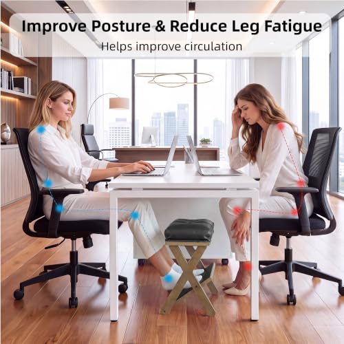 Image of Foot Rest Under Desk at Work, Solid Wood Double Step Footstool