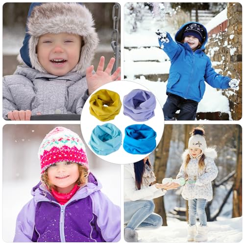 4 Stück Kinder Loop Schal Baby Wärmer Baumwolle Schal Jungen Mädchen Baumwolle Schlauchschal Kinder Mehrzweck Loop Schals Halstuch Kleinkind Winddicht Winter Frühling Herbst Wärmer Schals (E)