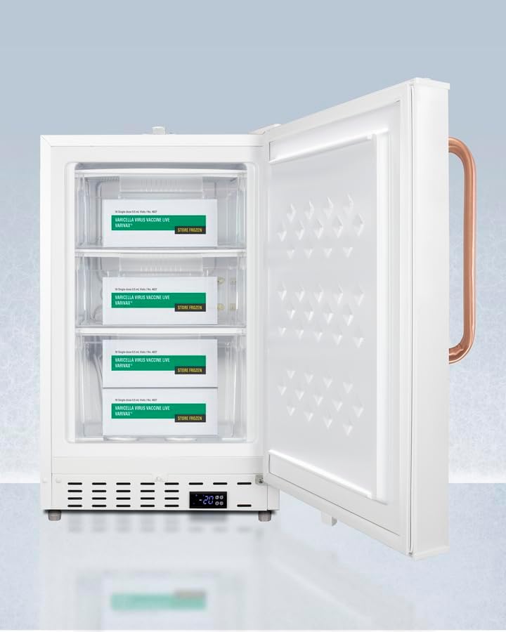 Accucold 20” Freezer, 2.47 cu.ft. Capacity, Undercounter, Built-in, Breakroom, ADA Compliant, -25°C Storage, Copper Handle, White - ADA305AFTBCLHD (Left Handed Door Swing)