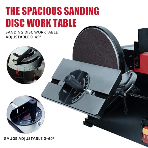Image of BUCKTOOL 1-1 /2HP Bench Belt Disc Sander for Woodworking,6x48 inch Belt,10 inch Disc | Powerful Belt Sanders with 1836FPM,2510RPM,Quick Release for Large Workpieces,Stock Removal