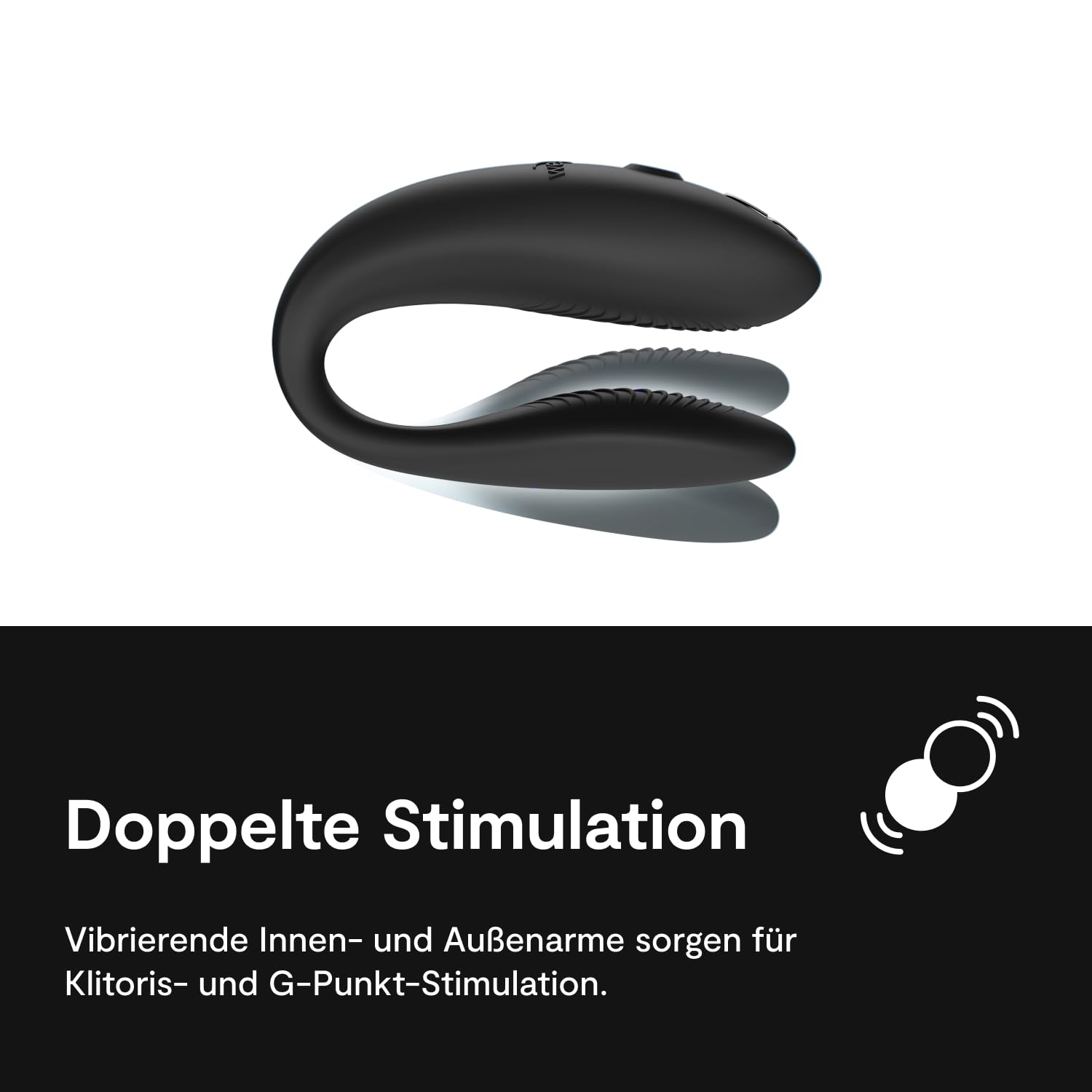 We-Vibe Sync Go Vibrator für Paare Travel Edition - C-Förmiger Vibrator - Wearable für Paare - Vibrationen für gemeinsamen Genuss - Wiederaufladbar - Reiseetui - Schwarz