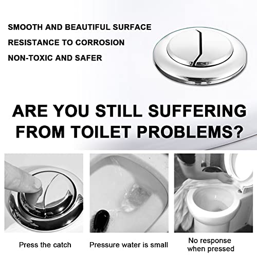 Toilet Push Button Flush Replacement,Abs Dual Flush Toilet Push Button,Universal Round Toilet Flush Button,Water Tank Replacement Dual Rod Push,Cistern Standard Part For Bathroom Toilet (48-60Mm) #TOP2