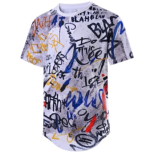 DEOLAX Mens T Shirt Fashion Crew Neck Graphic Men T-Shirts Casual Dry Fit Tee Short Sleeve Workout Hip Hop Shirts for Men