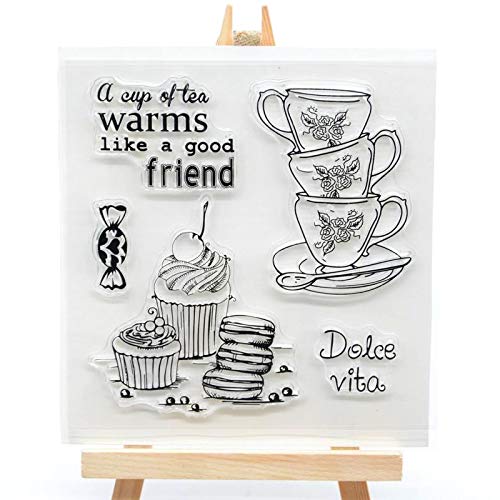 Welcome To Joyful Home 2Pcs/Set Coffee Tea Warm Friends Flowers Clear Stamp For Card Making Decoration And Scrapbooking #TOP1