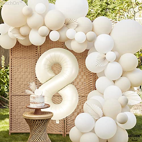 Image of KatchOn Cream White Number 8 Balloon 40 Inch | 8th Birthday Decorations for Party, Birthday Balloons 8 Year Old, Eight Balloons Number for 8th Anniversary Party Supplies