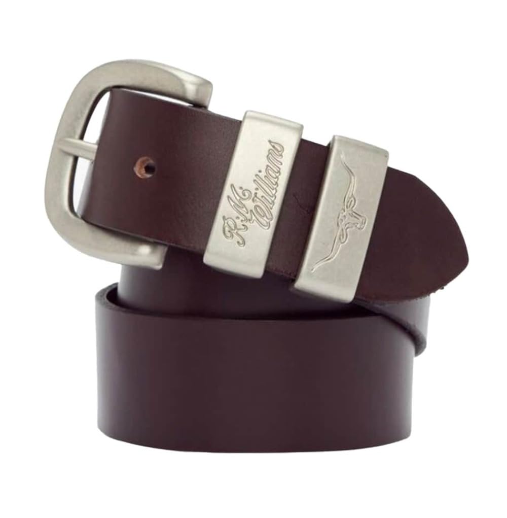 RM Williams Solid Hide Brown Leather Belt EU 32